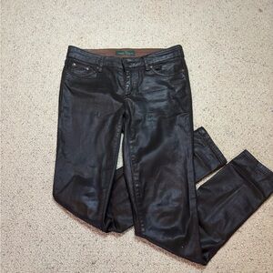 Ralph Lauren Mid Rise Brown Coated Skinny Jeans
